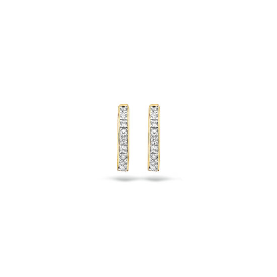 Blush BLUSH 14k geelgouden klapcreolen met 1 rij pavégezet zirkonia 11.5x2mm 7129BZI