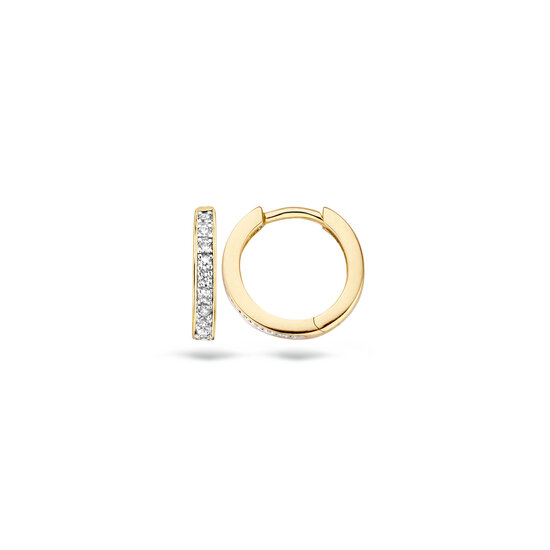Blush BLUSH 14k geelgouden klapcreolen met 1 rij pavégezet zirkonia 11.5x2mm 7129BZI