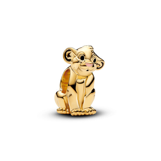 Pandora PANDORA DISNEY 763376C01 The Lion King Simba 14k gold-plated charm with black and pink enamel