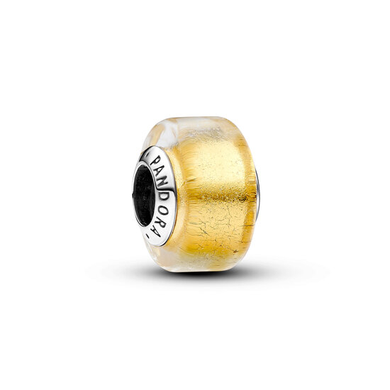 Pandora PANDORA 793353C00 Sterling silver charm with transperent Murano glass and 24k gold foil