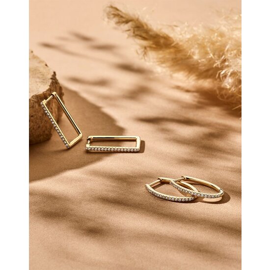 Collectie Milikan Collectie Milikan 14 karaat geelgouden klapcreoolen ovaal met diamant