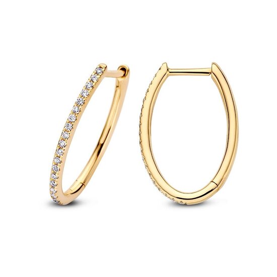 Collectie Milikan Collectie Milikan 14 karaat geelgouden klapcreoolen ovaal met diamant