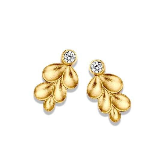 Collectie Milikan Collectie Milikan 14 karaat geelgouden oorknoppen, blaadjes.