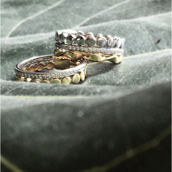 Collectie Milikan Collectie Milikan 14 karaat bicolor ring , 2 delig,  diamant, maat 56