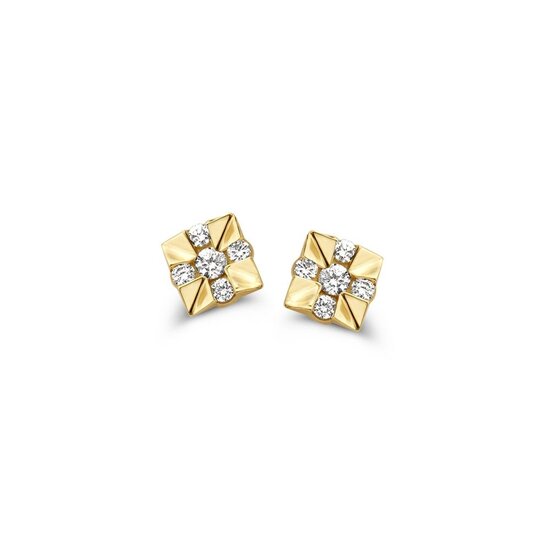 Collectie Milikan Collectie Milikan 14 karaat geelgouden oorknoppen met diamant.