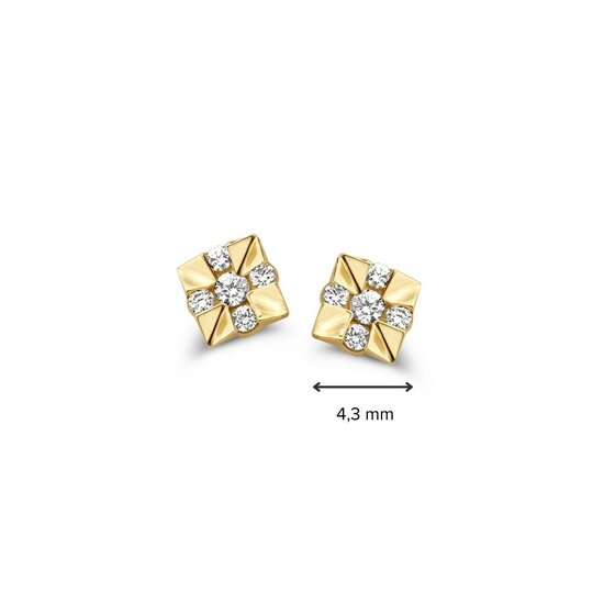 Collectie Milikan Collectie Milikan 14 karaat geelgouden oorknoppen met diamant.