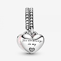 Pandora PANDORA 792072EN40 Mother and daughter split heart silver dangle with zirconia and pink enamel