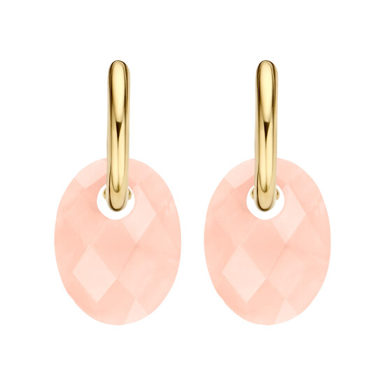 Blush BLUSH 810PIQO setje edelsteen creoolaanhangers: rozenkwarts