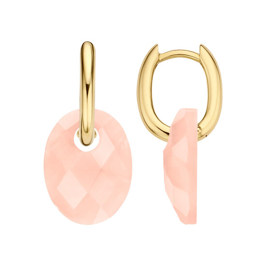 Blush BLUSH 810PIQO setje edelsteen creoolaanhangers: rozenkwarts