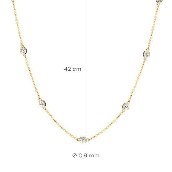 Blush BLUSH 3172YZI 14krt geelgouden collier, fijntjes, met 15x zirconia in gladde rand, 42 cm