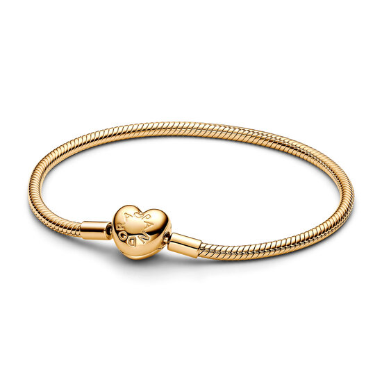 Pandora PANDORA SHINE 563050C00 Snake chain 14k gold-plated bracelet with heart clasp