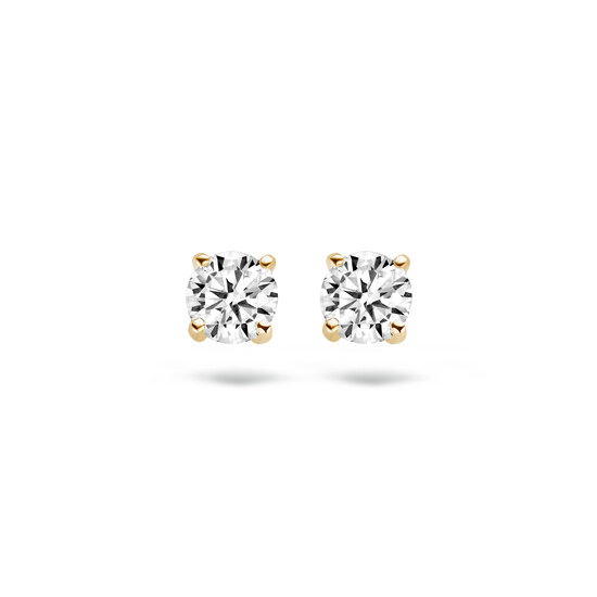 Blush BLUSH 7014YZI 14k Geelgouden oorknoppen met blanke zirkonia in chaton 6 mm