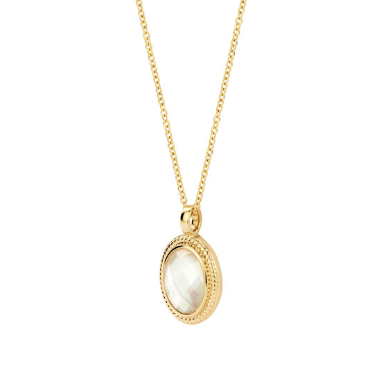 Blush BLUSH 3169YMQ 14krt geelgouden collier, met ovaal hangertje, tors-rand met ovale parelmoer zirconia