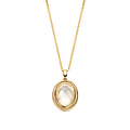 Blush BLUSH 3169YMQ 14krt geelgouden collier, met ovaal hangertje, tors-rand met ovale parelmoer zirconia