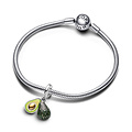 Pandora PANDORA 763405C01 Avocado sterling silver and 14k gold-plated dangle with transperent green, apple green and lime green enamel