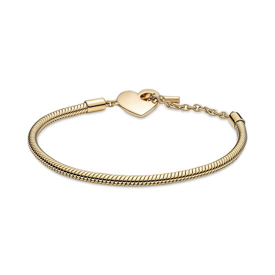 Pandora PANDORA SHINE 569285C00 Snake chain 14k gold-plated T-bar heart bracelet