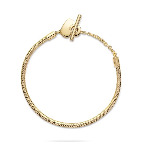 Pandora PANDORA SHINE 569285C00 Snake chain 14k gold-plated T-bar heart bracelet