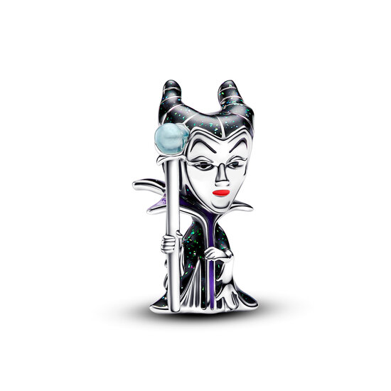 Pandora PANDORA DISNEY 793423C01 Villains Maleficent sterling silver charm with glittery green black, red, violet and glow in the dark blue enamel