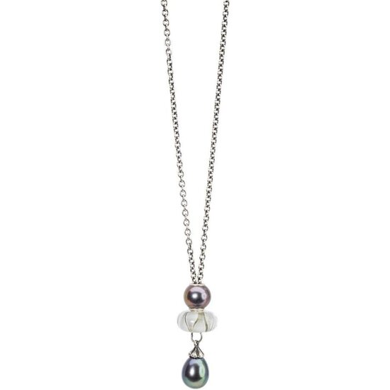 Trollbeads TROLLBEADS TAGFA-00060 Zilveren fantasiecollier met Peacock zwarte parel, 100 cm