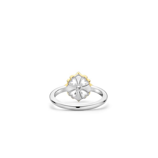 Ti Sento Milano TI SENTO MILANO 12357ZY Zilver gerhodineerde ring met bloemvormig verguld detail
