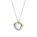 Ti Sento Milano TI SENTO MILANO 34055ZY/42 Zilver gerhodineerd collier met hanger, 3 circels in elkaar, vast, verguld/zirconia's/glad