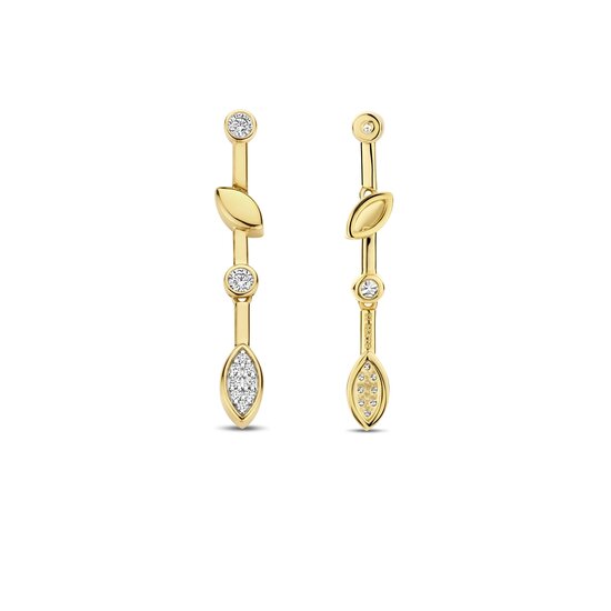 Ti Sento Milano TI SENTO MILANO 7988ZY Zilver vergulde oorknoppen met lange hanger, druppel- en bladvormen met zirconia's