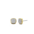 Ti Sento Milano TI SENTO MILANO 7990ZY Zilver gerhodineerde oorknoppen, vierkant pavé zirconia's in vergulde rand