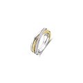 Ti Sento Milano TI SENTO MILANO 12346ZY Zilver gerhodineerde ring, 3-baans crossover met baan verguld en zirconia's