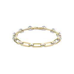 TI SENTO MILANO 23056ZY Zilver gerhodineerde armband met vergulde paperclipschakels