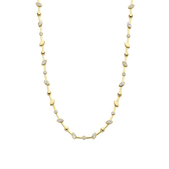 Ti Sento Milano TI SENTO MILANO 34068ZY Zilver verguld schakelcollier, bladvormen met zirconia's, 42 cm