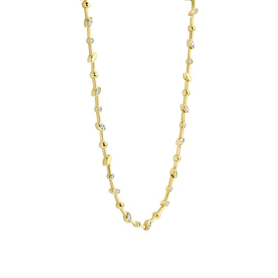 Ti Sento Milano TI SENTO MILANO 34068ZY Zilver verguld schakelcollier, bladvormen met zirconia's, 42 cm