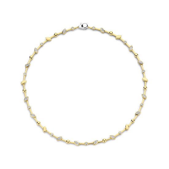 Ti Sento Milano TI SENTO MILANO 34068ZY Zilver verguld schakelcollier, bladvormen met zirconia's, 42 cm