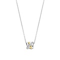 Ti Sento Milano TI SENTO MILANO 34059ZY Zilver gerhodineerd collier met vaste hanger, verbonden ringetjes met verguld en schuine lijn zirconia's  42 cm