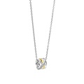 Ti Sento Milano TI SENTO MILANO 34059ZY Zilver gerhodineerd collier met vaste hanger, verbonden ringetjes met verguld en schuine lijn zirconia's  42 cm