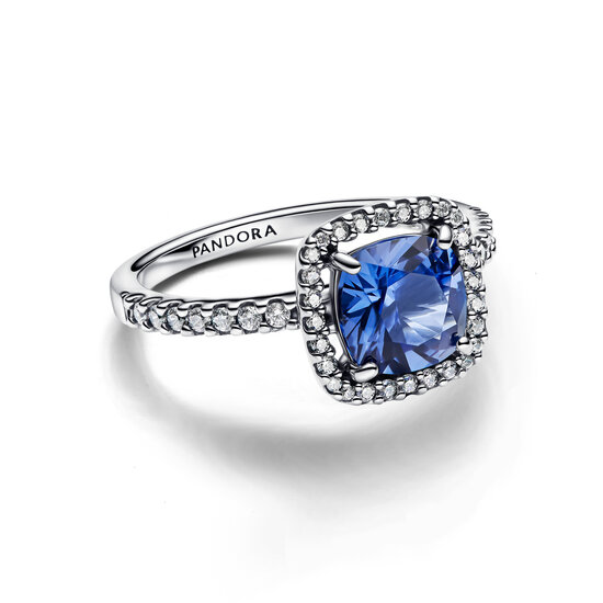 Pandora PANDORA 193550C01 Sterling silver ring with cornflower blue crystal and clear zirconia