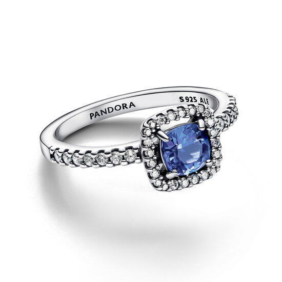 Pandora PANDORA 193555C01 Sterling silver ring with cornflower blue crystal and clear zirconia