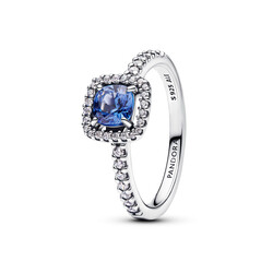 PANDORA 193555C01 Sterling silver ring with cornflower blue crystal and clear zirconia