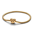 Pandora PANDORA SHINE 563516C01 Snake chain 14k gold-plated bracelet and heart clasp with zirconia and black enamel