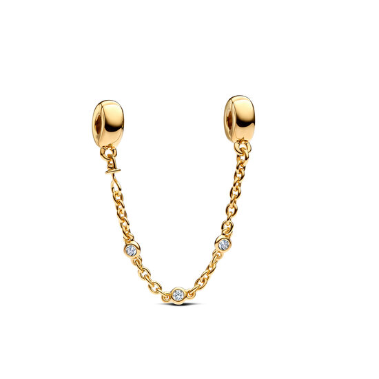 Pandora PANDORA SHINE 763515C01 14k Gold-plated safety chain with clip, zirconia and silicone