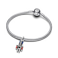 Pandora PANDORA 793583C01 Moveable nutcracker sterling silver dangle with zirconia, glittery blue, red and black enamel
