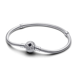 PANDORA 593584C01 Snake chain sterling silver bracelet with north star clasp
