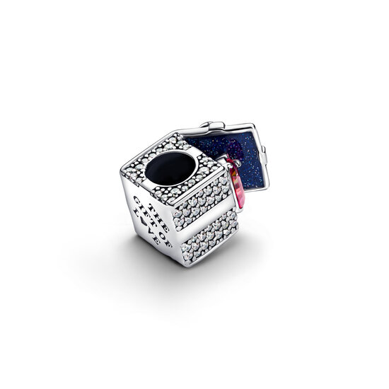 Pandora PANDORA 793603C01 Gift box sterling silver charm with red zirconia and glittery blue enamel