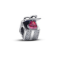 Pandora PANDORA 793603C01 Gift box sterling silver charm with red zirconia and glittery blue enamel