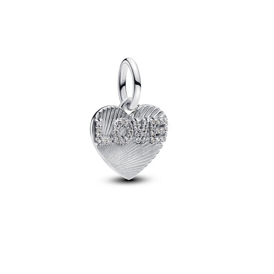 Pandora PANDORA 793604C01 Engravable love heart sterling silver dangle with zirconia