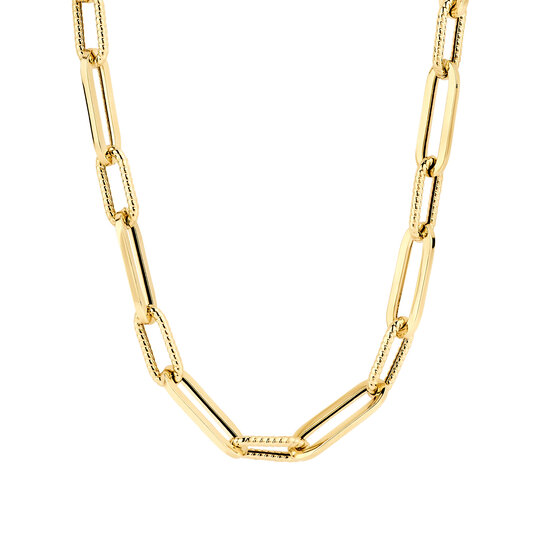 Blush BLUSH 3165YGO 14krt geelgouden collier, closed-forever schakels en gedraaide ovale schakels, 45 cm