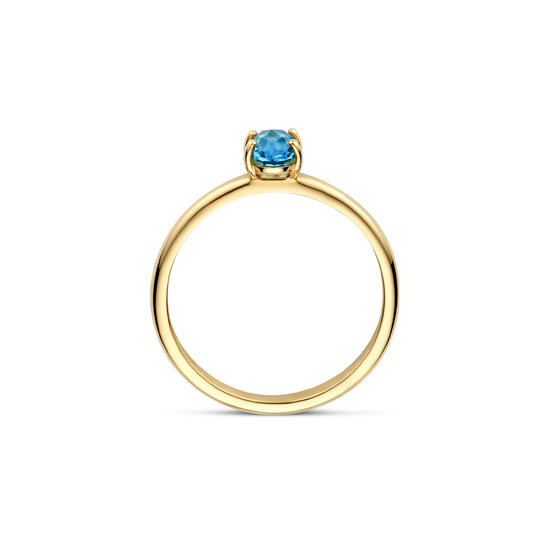 Blush BLUSH 1242YLB 14krt geelgouden ring met ovaal gefacetteerde London Blue Topaas
