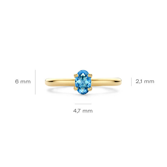 Blush BLUSH 1242YLB 14krt geelgouden ring met ovaal gefacetteerde London Blue Topaas