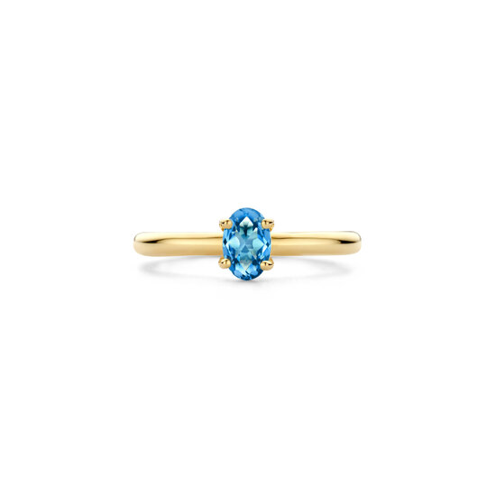 Blush BLUSH 1242YLB 14krt geelgouden ring met ovaal gefacetteerde London Blue Topaas