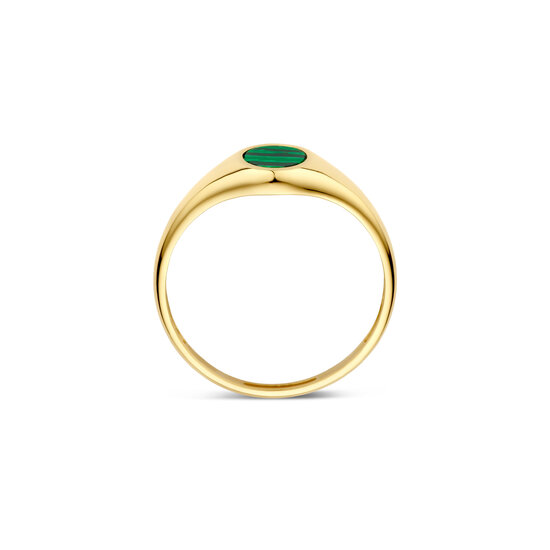 Blush BLUSH 1219YMA 14krt geelgouden zegelring met ovale malachiet