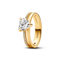 PANDORA SHINE 163100C01 Heart 14k Gold-plated ring with zirconia